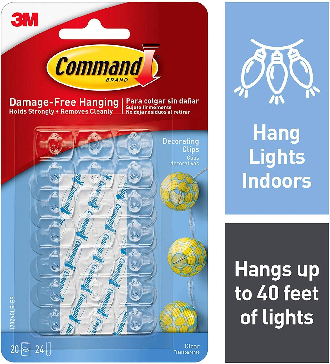 Command Decorating Clips, Clear, 20-Clip, 6-Pack