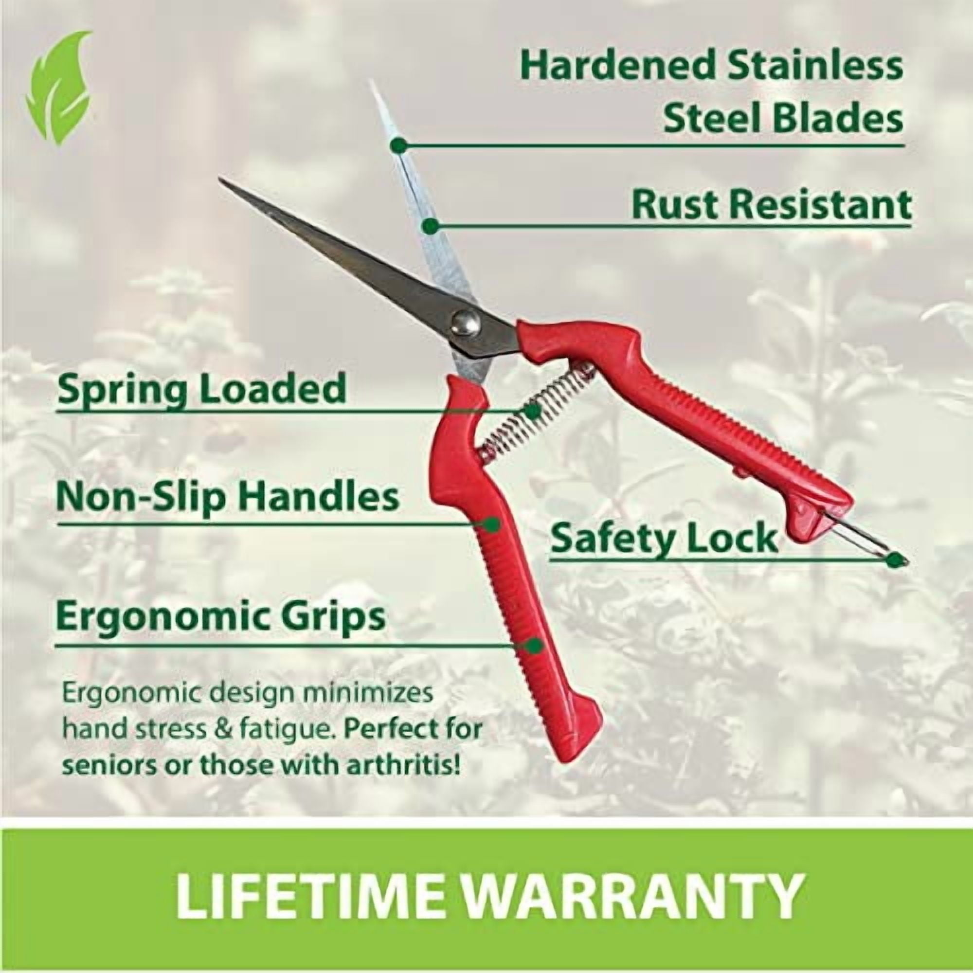 GARDEN GURU Extra Long Stainless Steel Pruner Pruning Shears Clippers Snips Sharp Bonsai Cutter Plant Trimming Scissors Straight Blade Garden Scissors Tool Great for Roses Flowers Herbs Fruits (2)