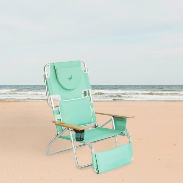 Ostrich Deluxe 3N1 Lightweight Outdoor Beach Lounge Chair w Footrest Teal Walmart