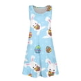 thumbnail image 5 of Likimi Toddler Girls Summer Dress Easte Cute Cartoon Print Sleeveless Crew Neck Fashionable Dresses Light Blue Size 9-10 Years, 5 of 6