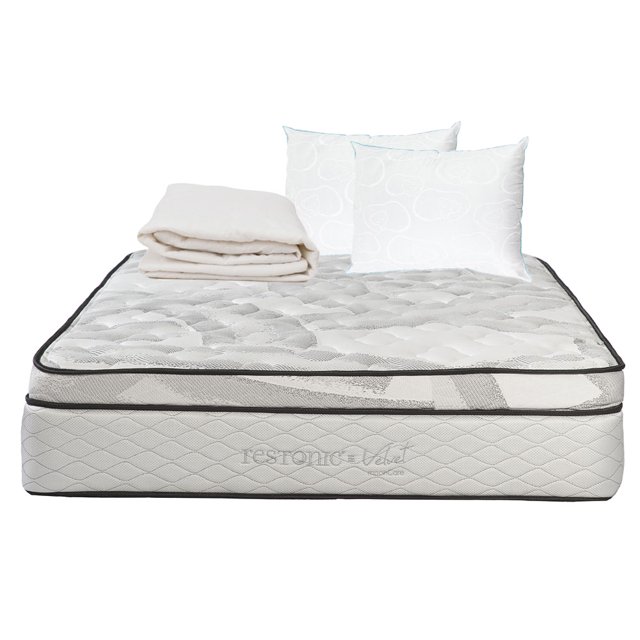 Colchón Matrimonial + 2 Almohada Osos + Protector de colchón Restonic Spring Air Velvet
