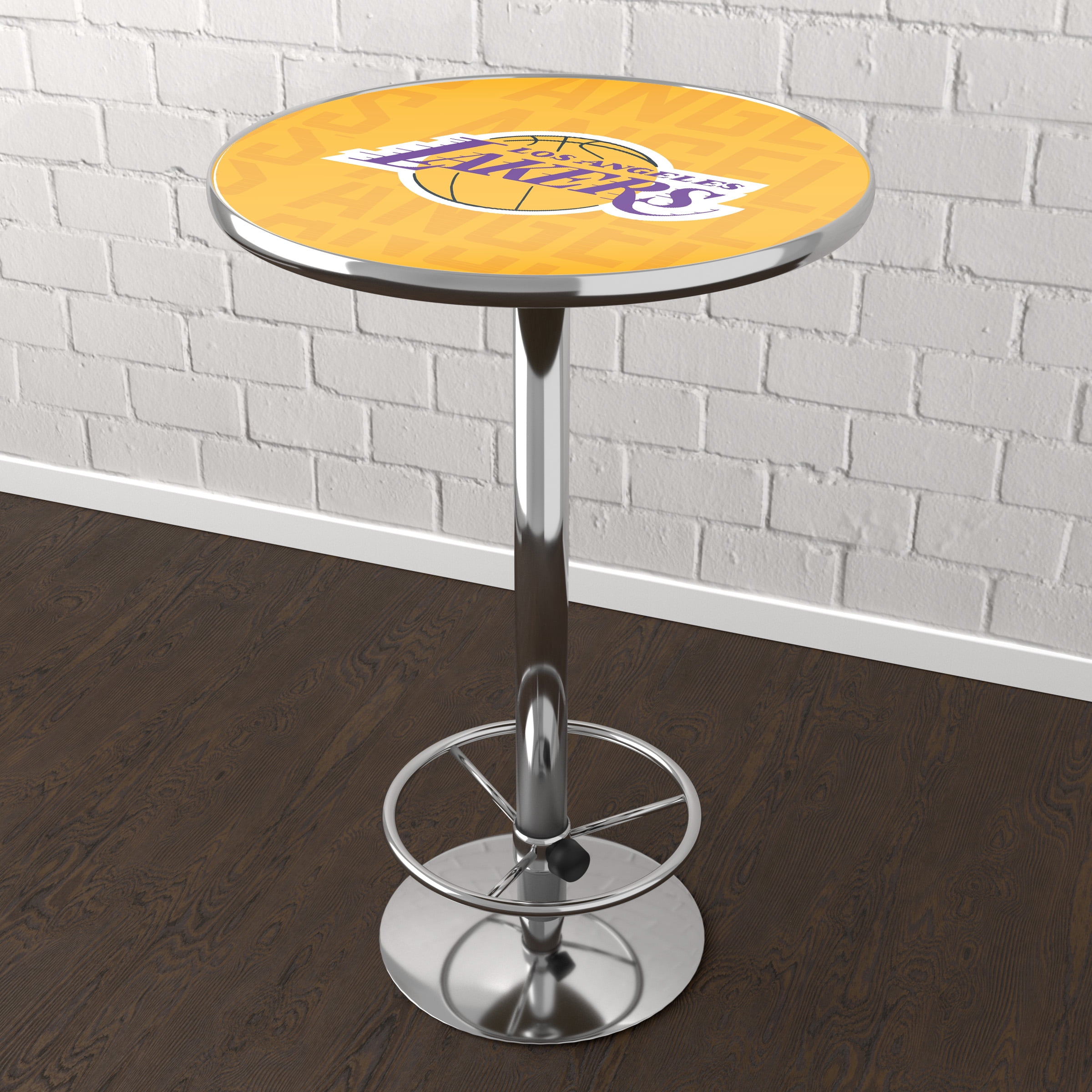 Los Angeles Lakers City Bar Table with Adjustable Footrest and Acrylic Top