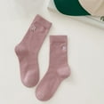 thumbnail image 2 of Prolriy Crew Socks for Women Ladies Letter R Embroidered Socks Candy Color Socks Solid Color Long Socks Pile Pile Socks Womens Socks Pink, 2 of 4