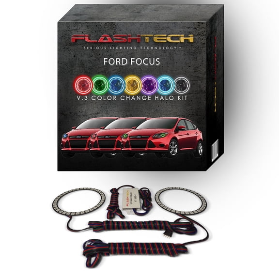 Flashtech RGB Multi Color Changing LED Halo Ring kit for 2012-2015 Ford Focus Headlights