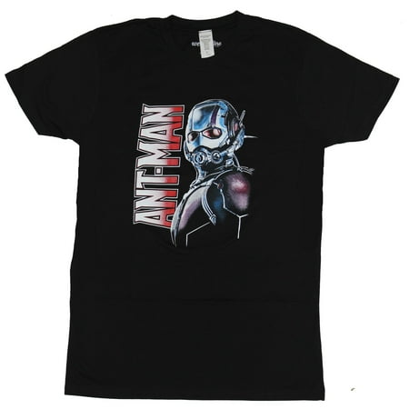 Ant-Man (Marvel Comics) Mens T-Shirt - Vertical Name Next To Turned Profile