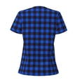 thumbnail image 5 of Wukai Buffalo Plaid Blue Black Casual V-Neck Graphic Tees for Women: Lightweight and Breathable Summer Tops with Stylish Design-Small, 5 of 8