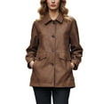 thumbnail image 2 of Heisall Women's Casual Solid Color Jackets Long Sleeve No Hood Leather Outerwear, 2 of 9