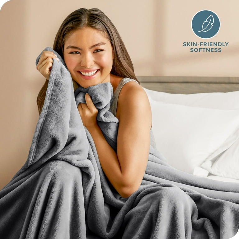 Bare Home Warm Thick Full Queen Microplush Fleece Blanket 300 GSM Gray Walmart