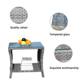 thumbnail image 7 of Tcbosik 19.2" Square Side Table with Glass Top for Outdoor, 2-Tier Rattan End Table with Storage Shelf for Patio, Garden, Backyard, Easy Assembly, Grey, 7 of 7
