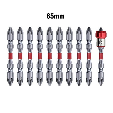 

10 Pcs 65mm 100mm Double Head PH2 Cross Screwdriver Bits with Magnetic Ring
