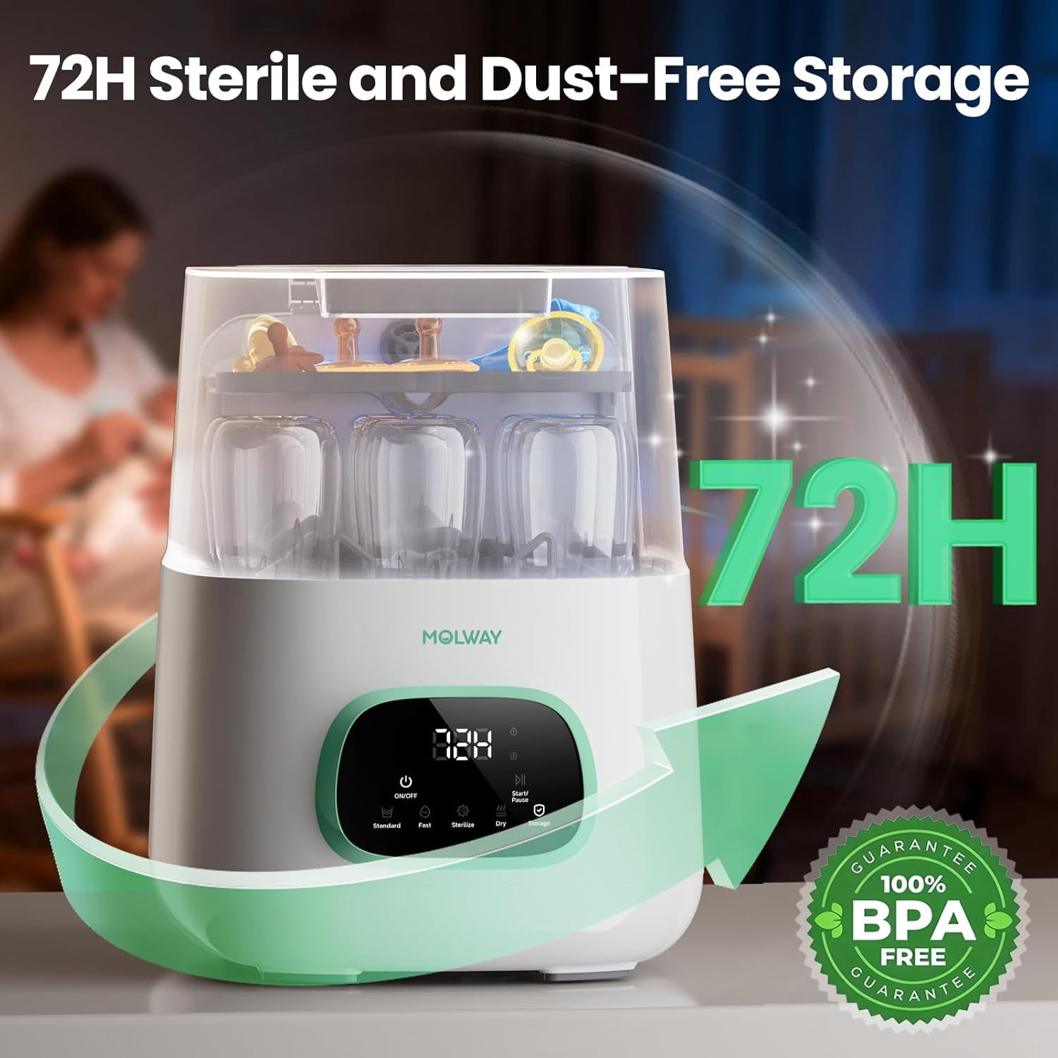 4-in-1 Auto Baby Bottle Washer – All-in-One Cleaner, Sterilizer and Dryer Double Layer Large Capacity