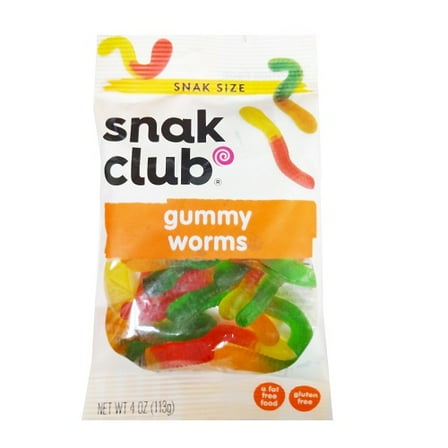 Snak Club Gummy Worms Snack Size, 4.00 oz