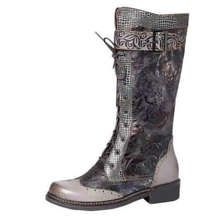 

HSMQHJWE Knee High Wide Calf Boots For Women Size 23 Boots Women Wide Calf Zipper Retro Boots Heels Women S High Breathable Shoes Fashion Women S Boots Rain Boots For Female