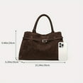thumbnail image 4 of [Women's Faux Suede Tote Bag] Women's Large Capacity Slouchy Faux Suede Tote Bag - Elegant Brown Hobo Purse with Golden-Tone Hardware,, 4 of 5