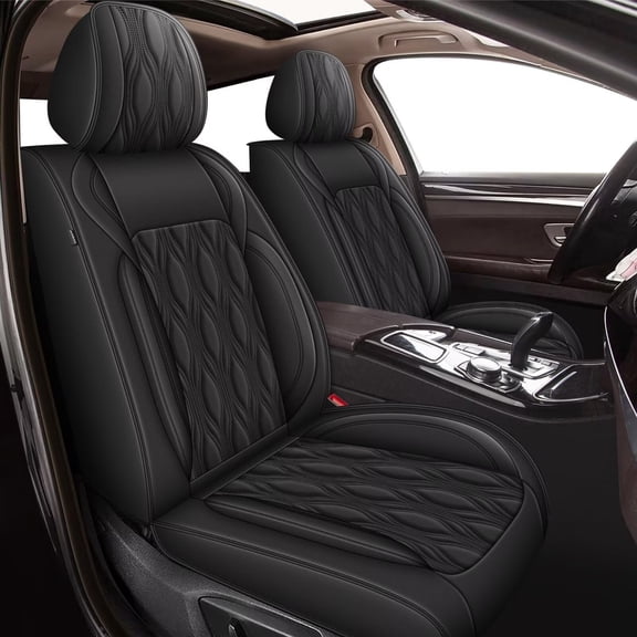 AOMSAZTO Front Car Seat Covers Fit for Toyota Camry 2012-2024 2025 Faux Leather Seat Covers Waterproof Seat Cushion Protector Compatible Airbag( 2 PCS Front Seats, Black)