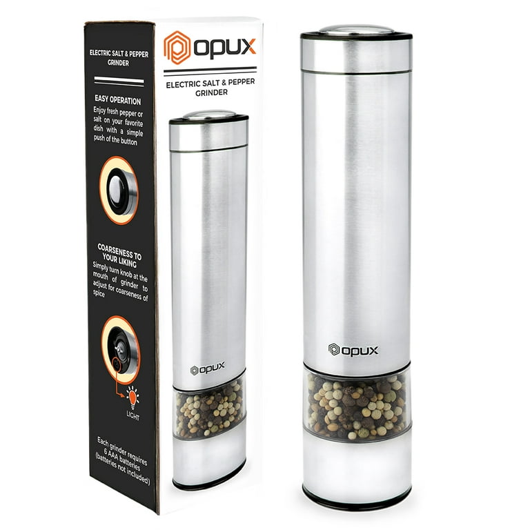 Electric Pepper Grinder with Adjustable Coarseness and LED Light - Perfect  for Any Occasion!