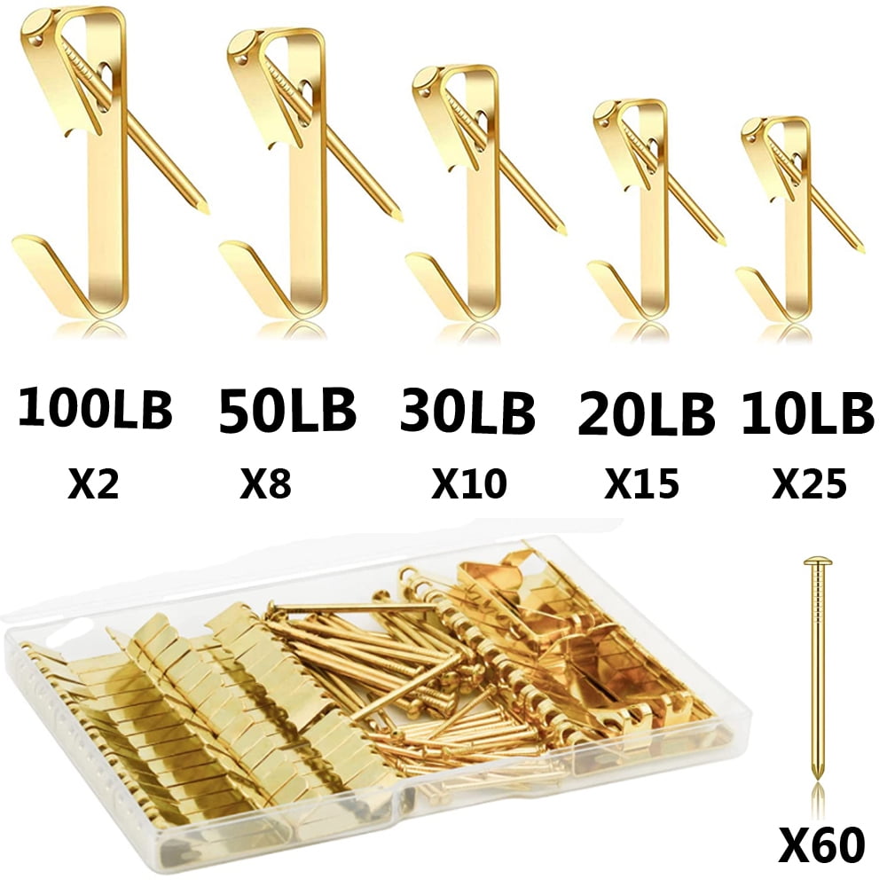 Picture Hooks, 60 Pieces Picture Hanging Kits Including 100lb 50lb 30lb