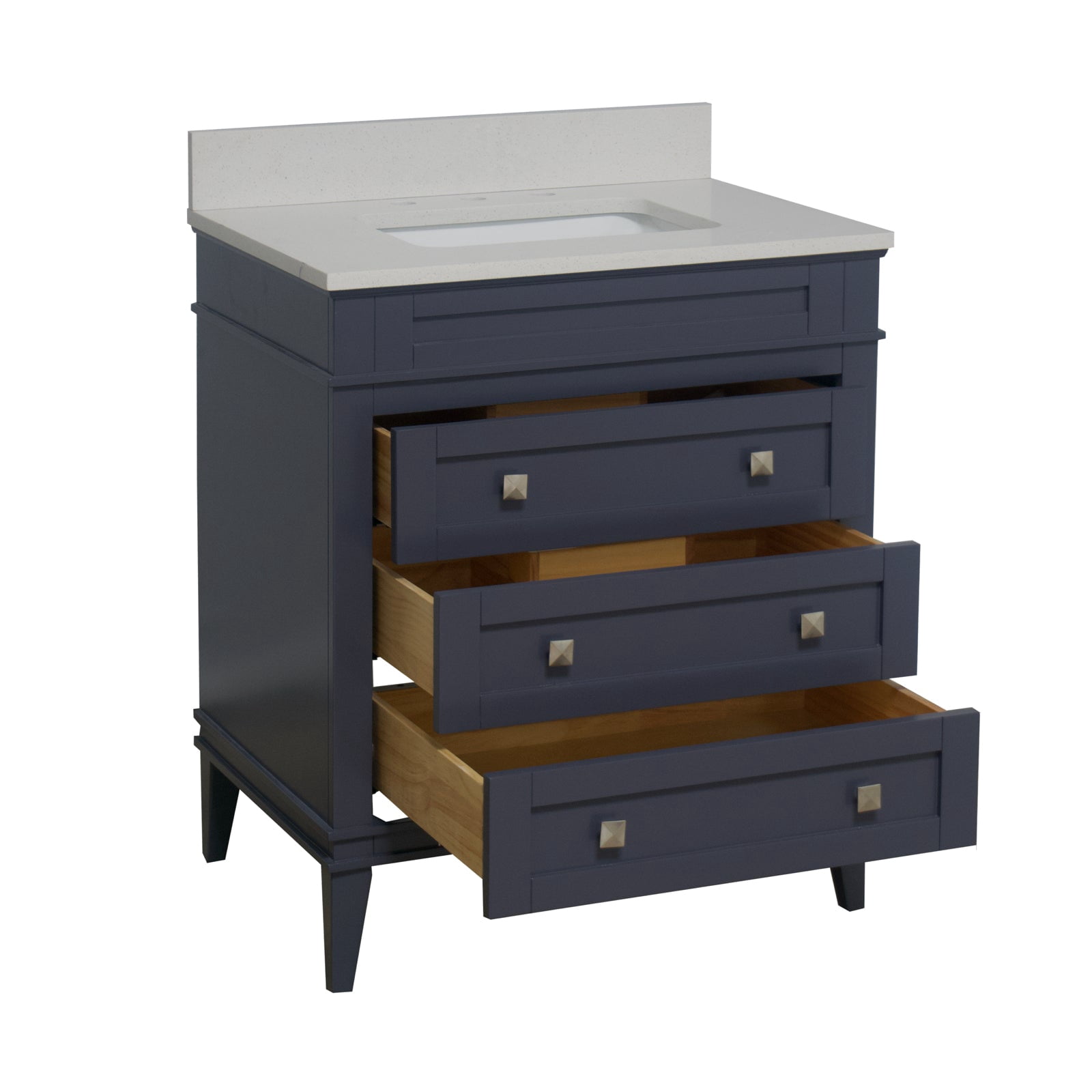 Eleanor 30" Bathroom Vanity with Marine Gray Cabinet and Quartz Top