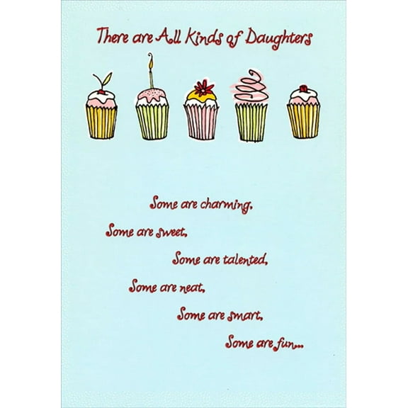 Designer Greetings Five Different Cupcakes in a Row Birthday Card for Daughter