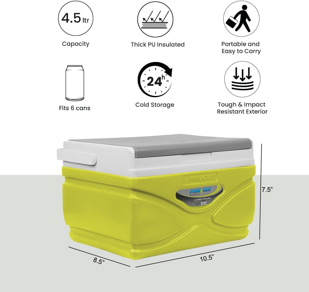 Pinnacle Thermoware 4.5 Liter Hard Portable Cooler Picnic Camping Outdoor  Coolbox, Sky Blue