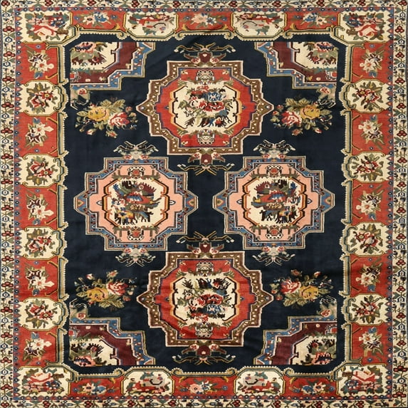 Ahgly Company Indoor Square Traditional Camel Brown Persian Area Rugs, 6' Square