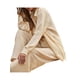 thumbnail image 2 of SAYOO Trajes casuales para mujeres, blusa de manga larga con solapa de color sólido + pantalones elásticos SAYOO moda, 2 of 9