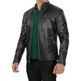 thumbnail image 3 of USTRADEENT Men's Biker Jacket with Lambskin Genuine Leather, 3 of 5