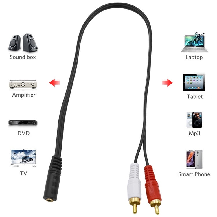 Mini stereo Male to 2 Female Y Audio AUX wire extension Splitter 50cm 3.5mm 