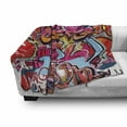 thumbnail image 3 of Graphic Soft Flannel Fleece Blanket, Hip Hop Street Culture Harlem New York City Wall Graffiti Art Spray Artwork Image, Cozy Plush for Indoor and Outdoor Use, 50" x 70", Multicolor, by Ambesonne, 3 of 6