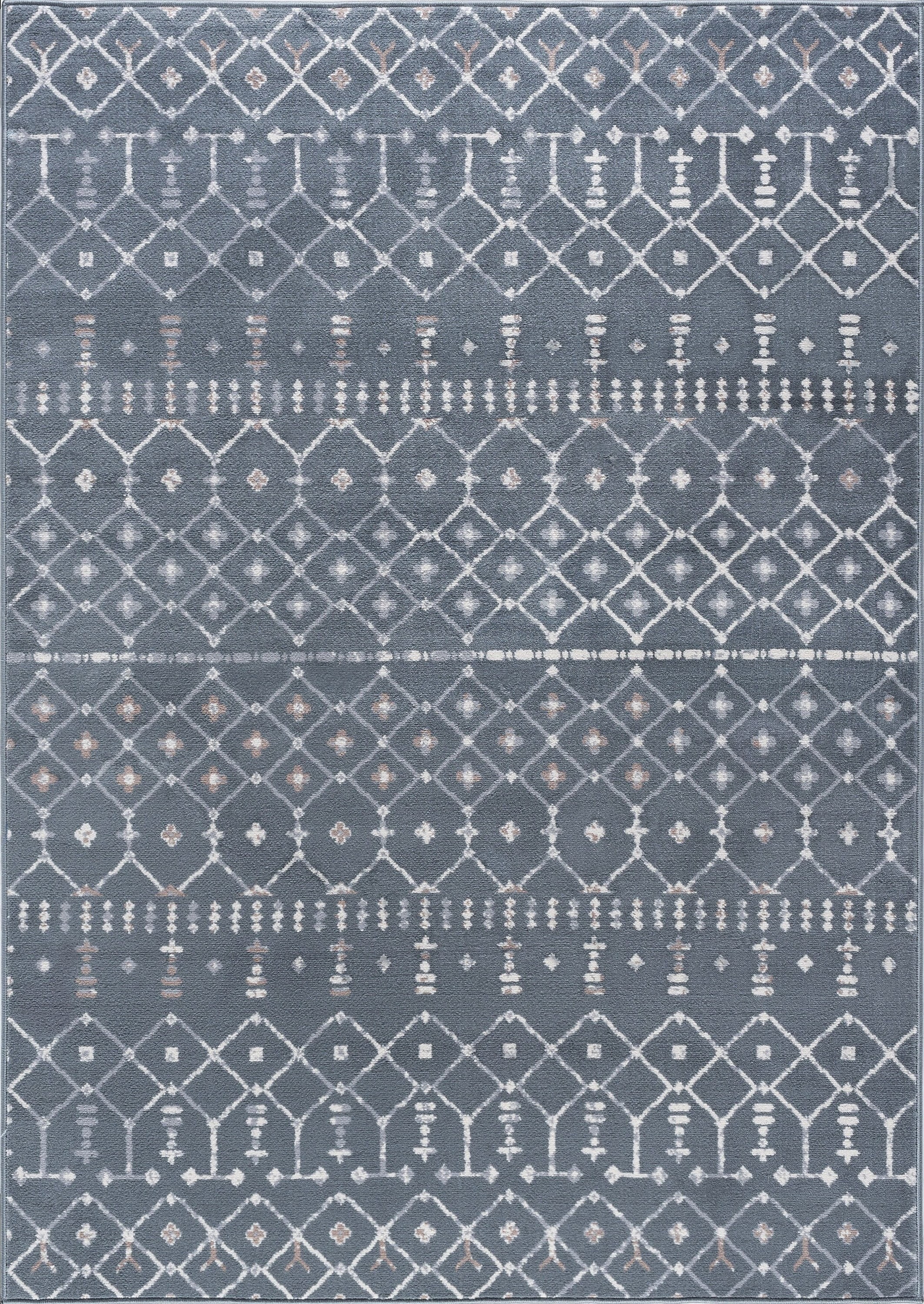 Madison Transitional 7.6' x 10' Dark Gray and Cream Polypropylene Indoor Area Rug