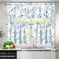 thumbnail image 3 of Blue Floral Kitchen 3 Piece Set Curtain and Valance Kitchen Toppers and Valance Interior Decor Elegant Curtains Short Curtain for Bathroom Bedroom, 3 of 6