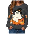 thumbnail image 6 of Duqingm Halloween Sweatshirts for Women Casual Crewneck Pullover Cute Funny Ghost Graphic Sweater Pullover Top,3XL, 6 of 6