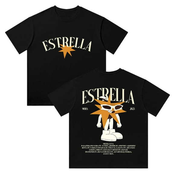 Mora Merch Album Estrella Cotton T-Shirt Man/Woman Hip Hop Tee Shirt