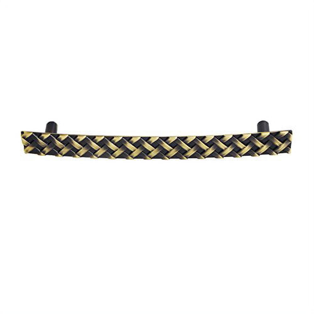 Utopia Alley 5pcs Basket Weave Pull Handle - Decorative Cabinet Drop Pull Handles- Vintage Cabinet Hardware with Hand Finished Antique Brass - Metal Drawer Pull Handle, 5.0" Center to Center