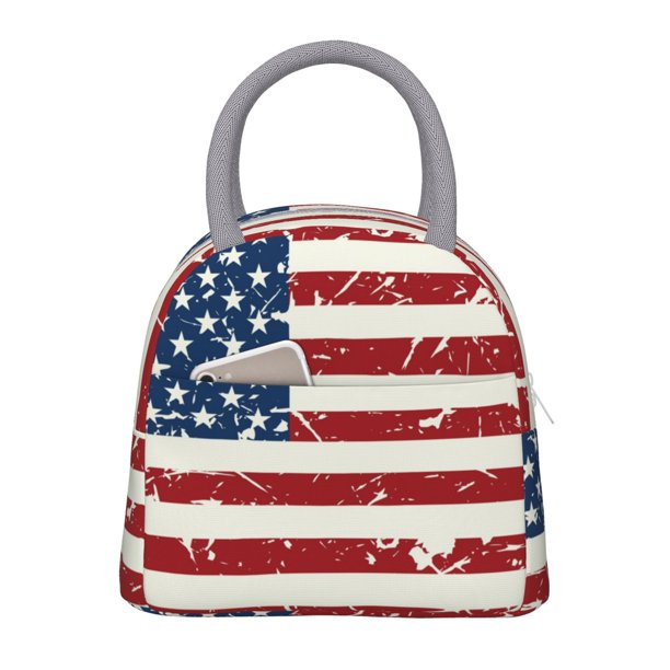Easygdp Vintage American Flag Bolsa de Almuerzo Insulada Grande, Forro de Aluminio, Diseño Espacioso, a Prueba de Fugas, Ideal para Trabajo, Picnics, Viajes y Actividades al Aire Libre
