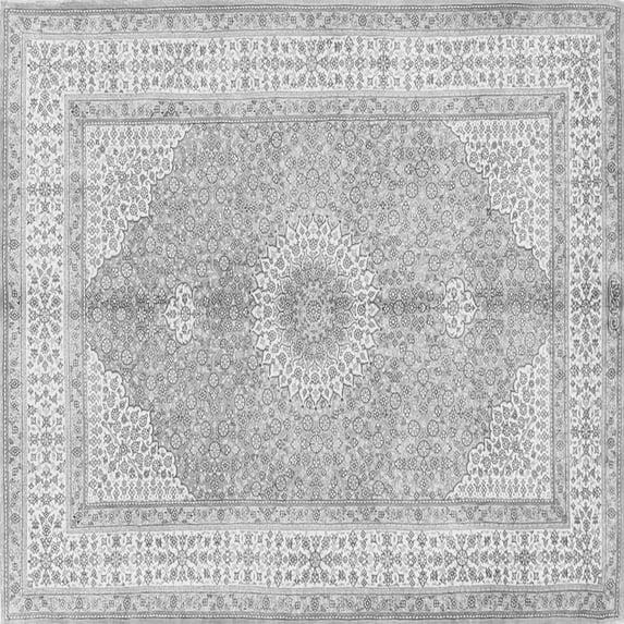 Ahgly Company Indoor Square Medallion Gray Traditional Area Rugs, 4' Square