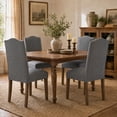 thumbnail image 3 of Snugway Dining Chair Grey Upholstered Parson Chair with Nailhead Trim, Set of 4, 3 of 8