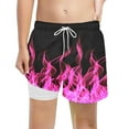 thumbnail image 4 of Swim Trunks With Compression Liner 7-8Years Baseball Short Loose Short Boy Boy Cargo Shorts Size 14-16 Boys Y2k Shorts Boys Summer Shorts Elastic Waist Breathable Daily Wear #Hot Pink, 4 of 4