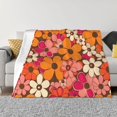 thumbnail image 4 of Horizontal Flannel Blanket Is Light Warm Soft Anti-Pilling Anti-Wrinkle Anti-Allergy And No Hair Loss For Bed And Sofa Camping Travel Retro Groovy Flowers Pattern (14), 4 of 8