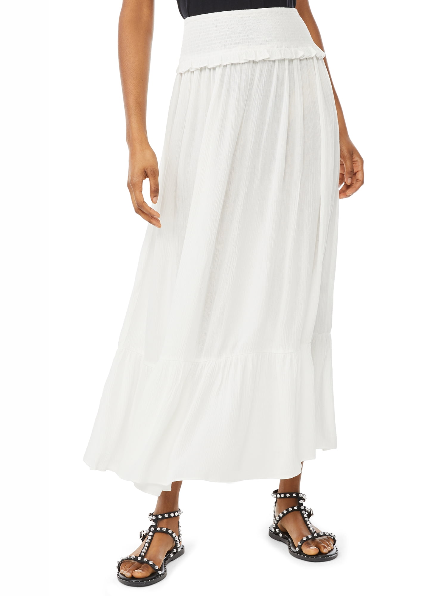 grey tiered maxi skirt