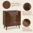 thumbnail image 5 of COSIEST Mid-Century Nightstand, Modern End Table w Striped Pattern, Vintage Accent Furniture w Storage Drawer, Wood Small Accent Table for Bedroom, Living Room, 5 of 7