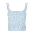 thumbnail image 5 of Delliss Women's Casual Solid Color Tight Fitting Pullover Lace Backless Camisole Top Light Blue M, 5 of 7