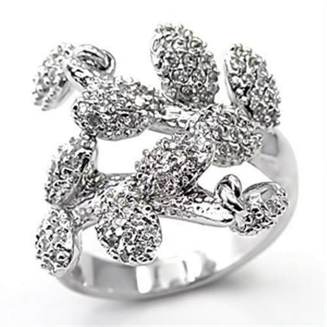 Bague en Laiton Rhodié avec Zircone Cubique de Qualité AAA Transparente pour Femmes Couleur de Pierre Transparente Style 7X105 Taille 5