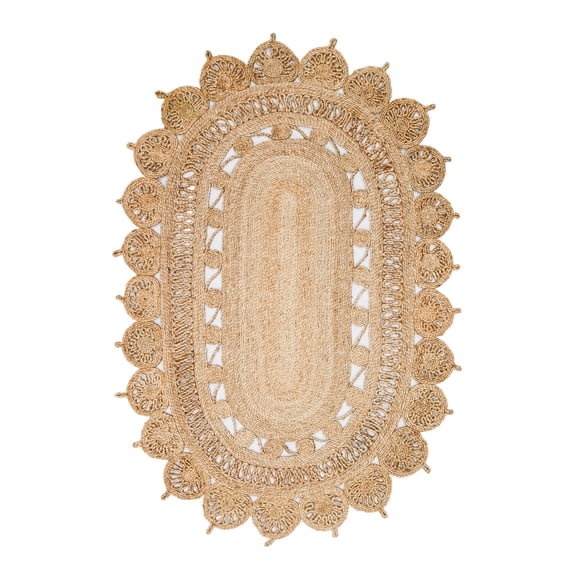 Liezen Cream Modern Jute Jute Area Rug