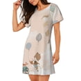 thumbnail image 2 of Logiee Animals Riding Across The Sky1 Print Nightgowns for Women,Soft Short-Sleeved Lightweight Sleepwear, Loose Sleepshirts, 2 of 6