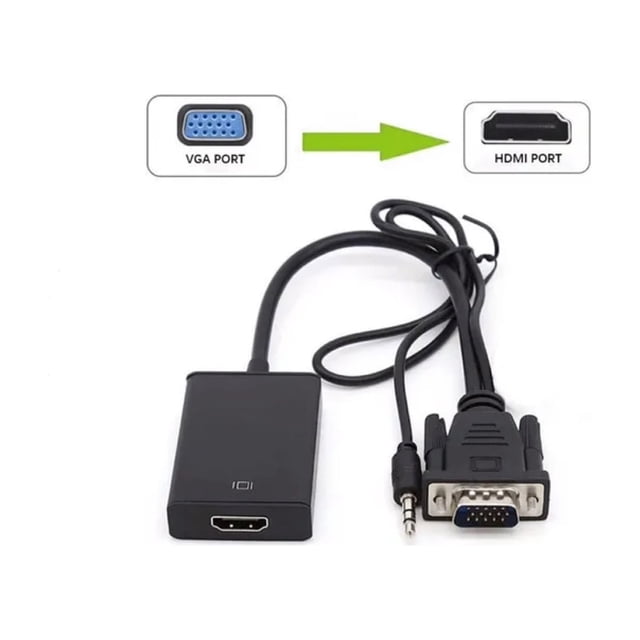 Adaptador VGA macho a HDMI hembra y conversor de audio