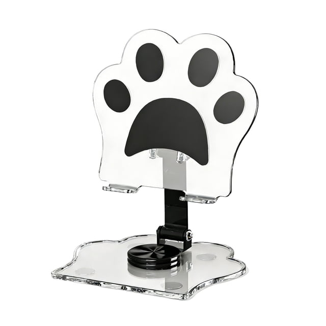 Black Rotating Tablet Stand Foldable Phone Holder Adjustable 360 Degree Angle For Desktop Viewing Working Live Streaming Compatible With Mobile Phone Ipad Black