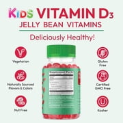 Human Beanz Kids Vitamin D3 Jelly Beans 1000 IU, Bone & Immune Support for Children, Vegetarian D3 Gummies, Gluten-Free Non-GMO Kosher Halal, 120 Strawberry Gummies