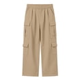thumbnail image 6 of Sentuca Boys Cargo Pants Baggy Elastic Waist Hiking Pant with Pockets Wide Leg Casual Fashion Sports Tween Trousers Size 12-13Y, Khaki, 6 of 8