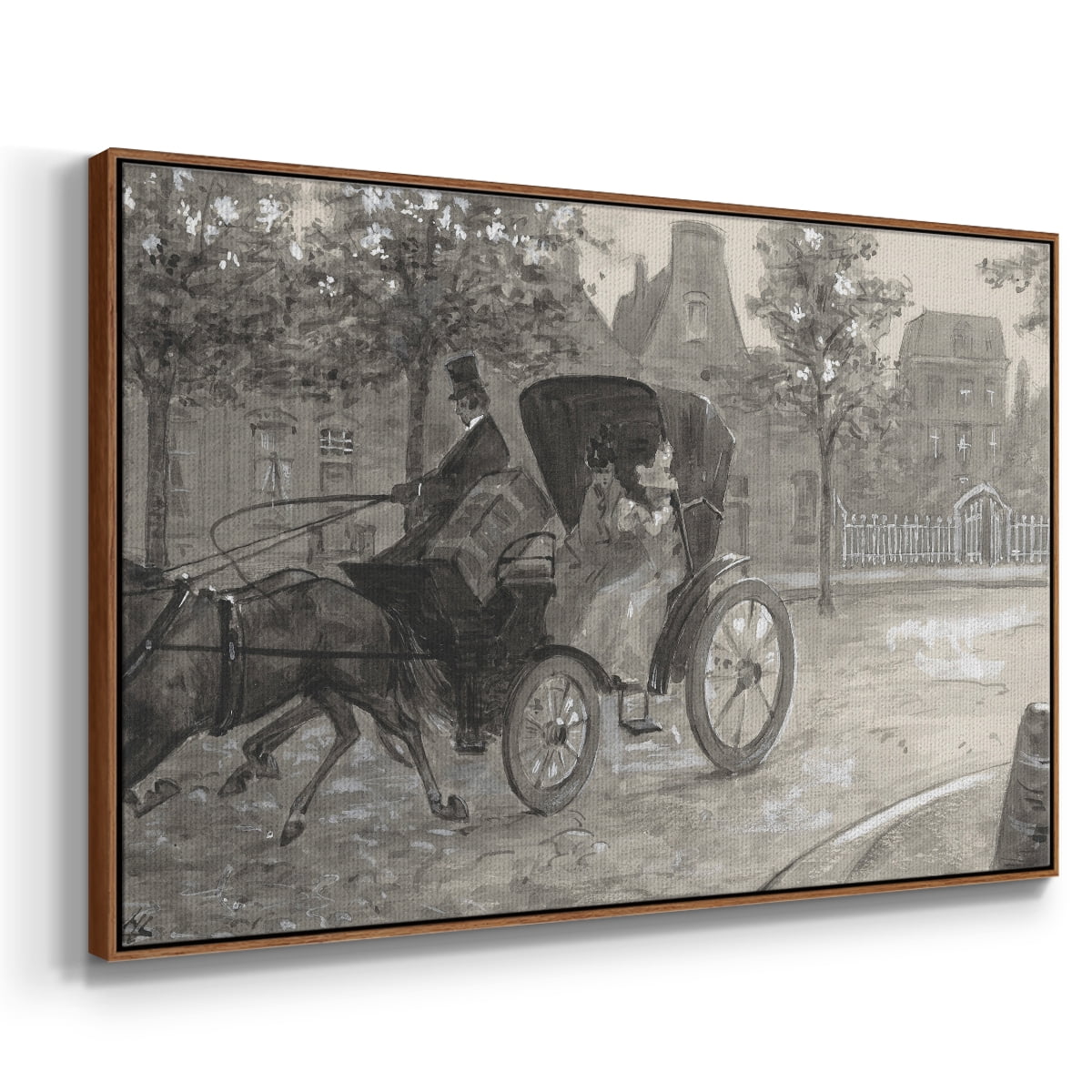 Vintage Animal Print-XXVIII By Wexford Home Framed in Walnut Wood Gallery Wrapped Canvas 27 in. x 41 in.